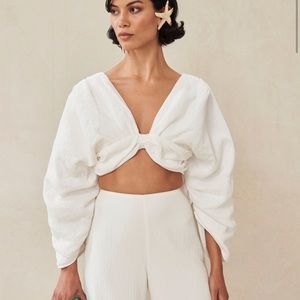 Cult Gaia Monika plisse crop top